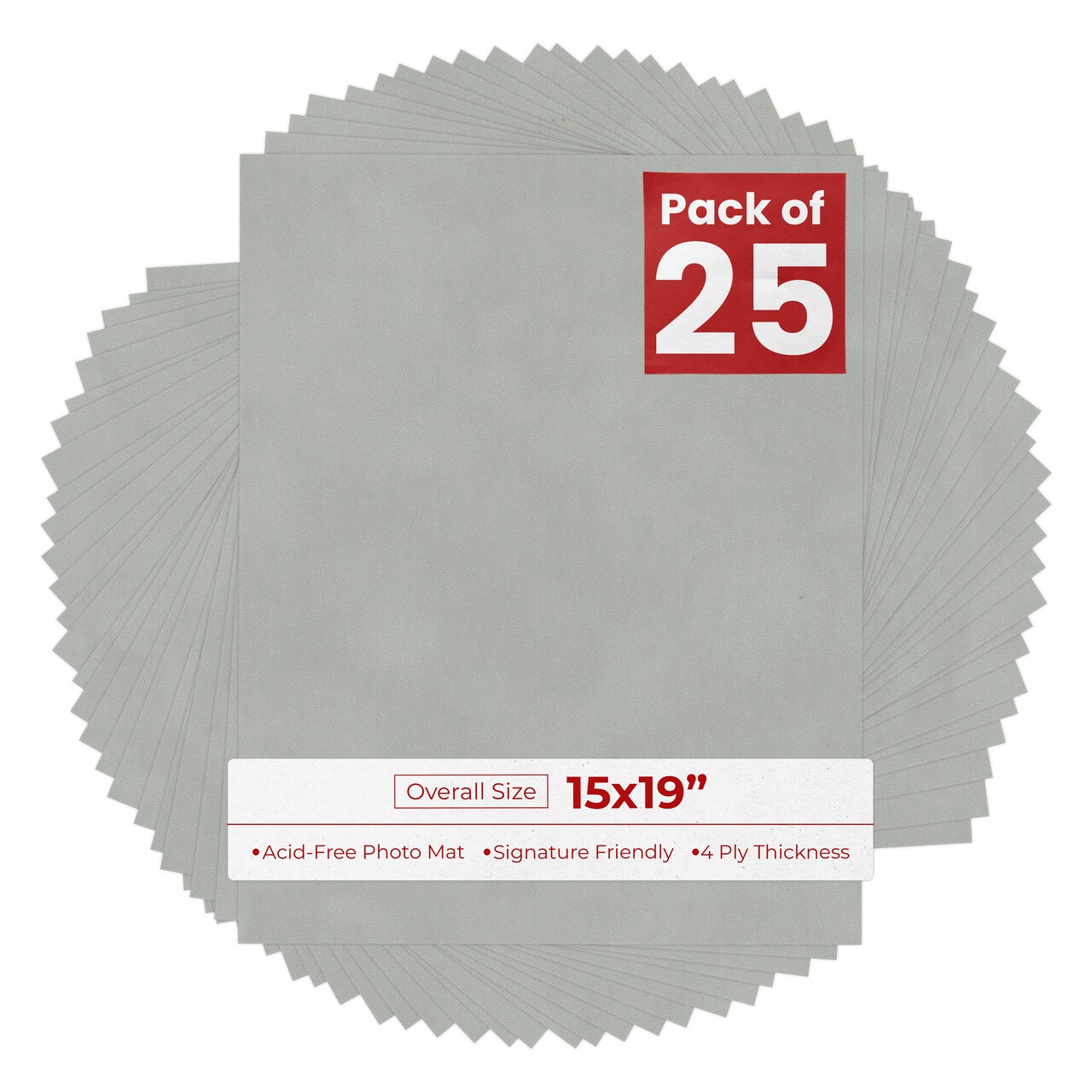 Light Grey Suede 15x19 Uncut Mat Board - Blank Sheets, No Opening